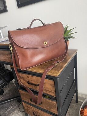 Vintage Coach Lexington Messenger Bag Briefcase British Tan